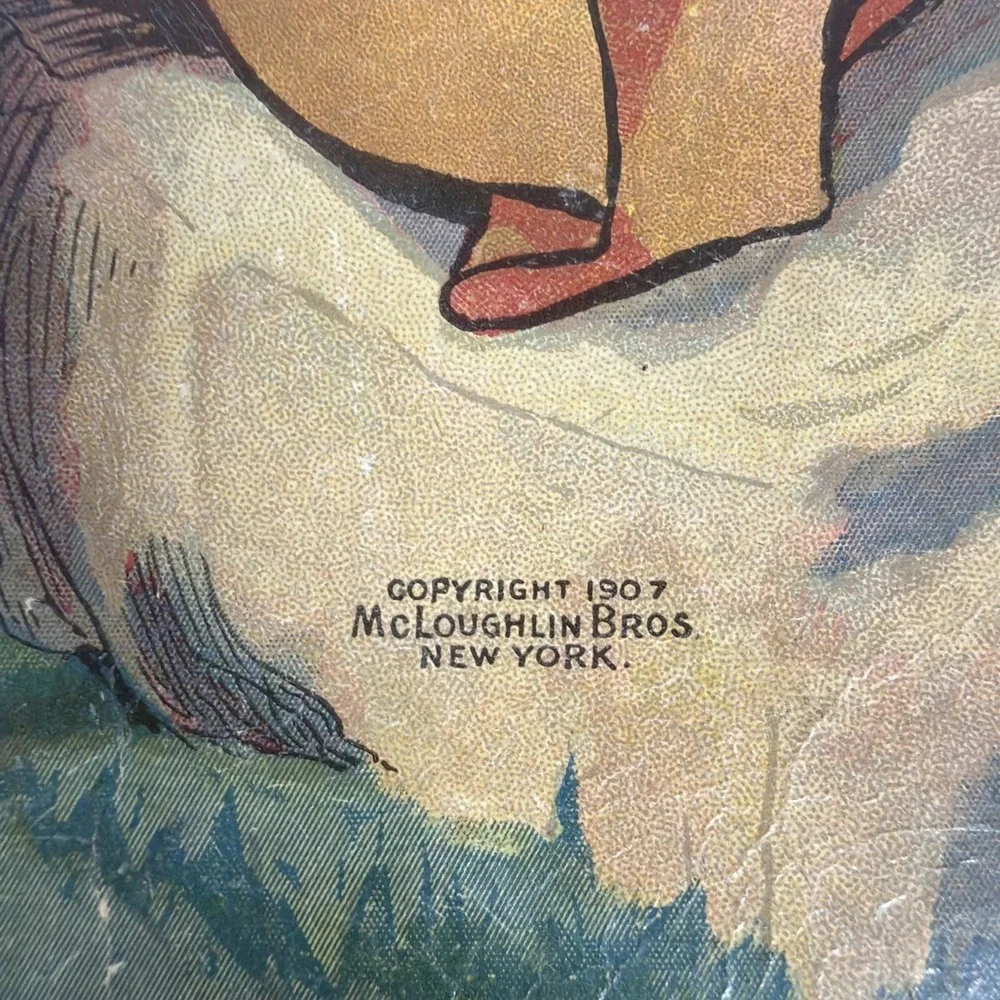 Antique Puss in Boots Linen Book 1907 McLoughlin Bros Home Series Vintage